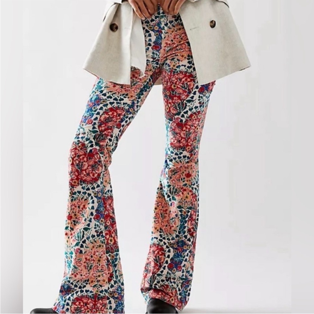 NWT Free People Penny Pull On Corduroy Jean Pant Pink Combo 24S